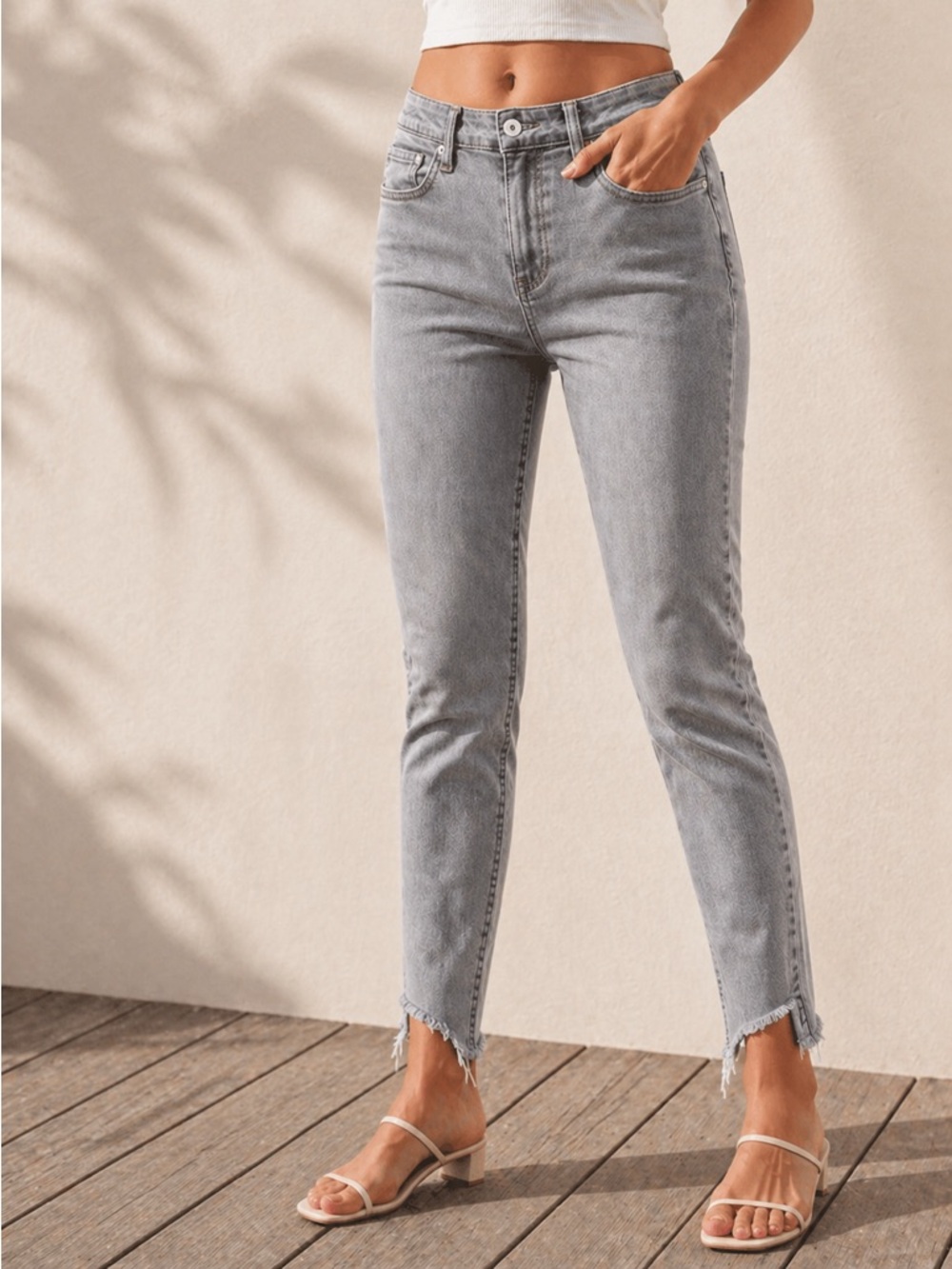 Rag & Bone Gray Raw Hem Skinny Alma Jeans Size 28